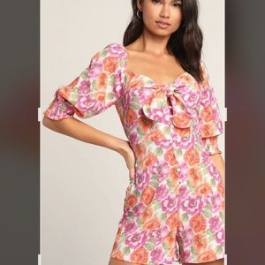 Floral Tie Front Romper